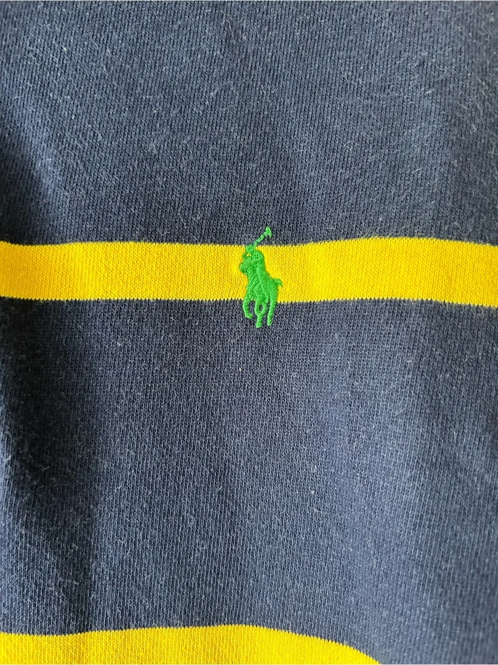Ralph Lauren Navy and Yellow Striped Hooded Pullover